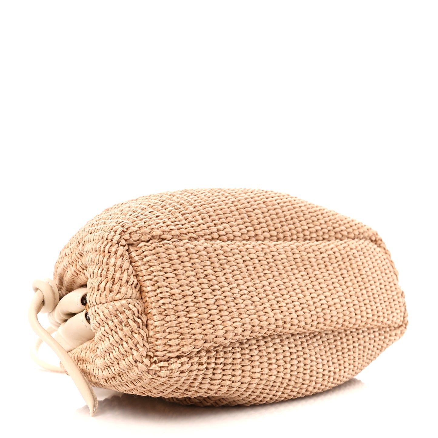 Raffia Lambskin Woven Mini Cloud Clutch Natural Avorio
