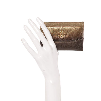 Chanel Metallic Goatskin Quilted Gabrielle Card Holder Bronze 3 of 24