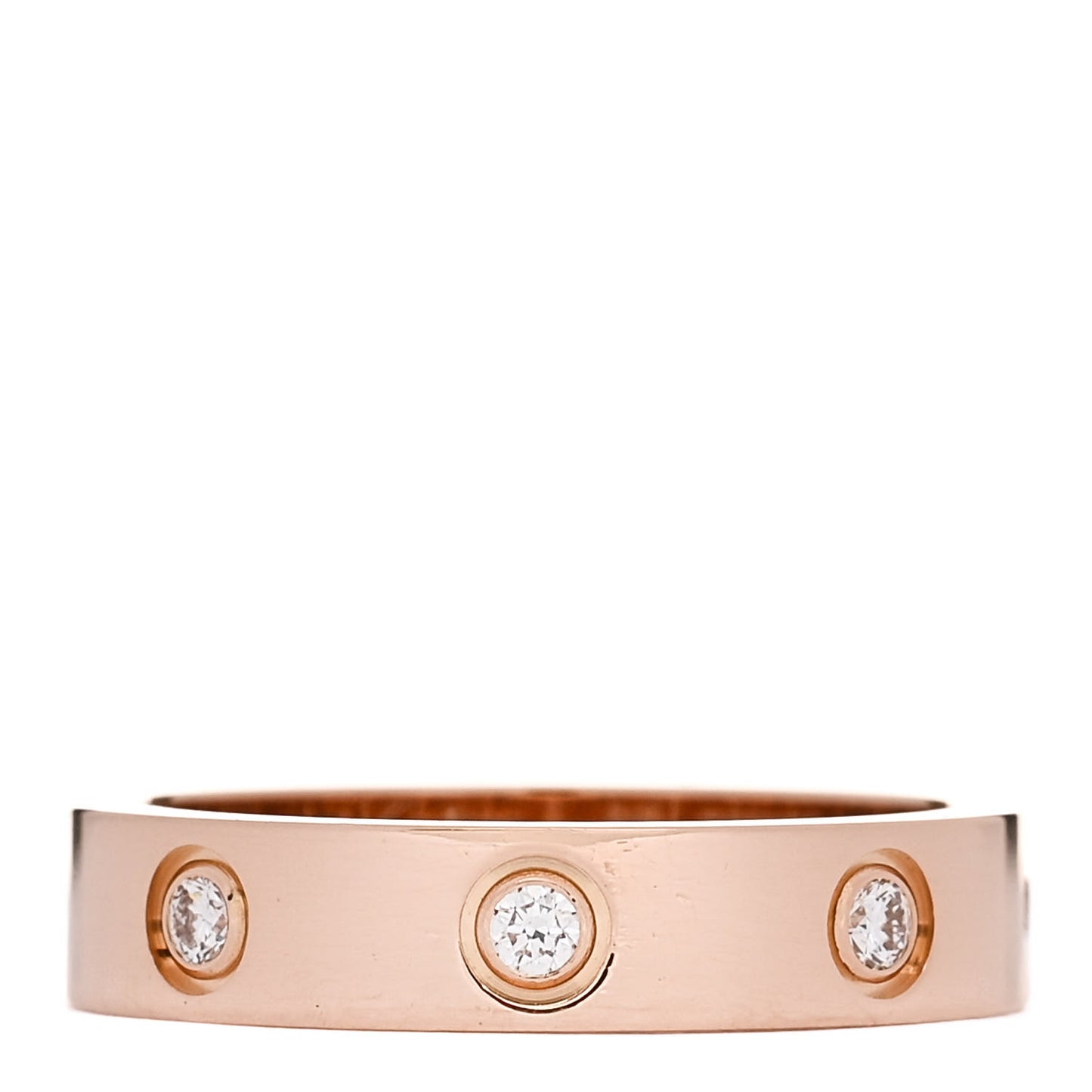 18K Pink Gold 8 Diamond 4mm LOVE Wedding Band Ring 50 5.25