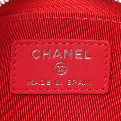Chanel Caviar Chevron Quilted Zip Coin Purse Light Red 6 of 7