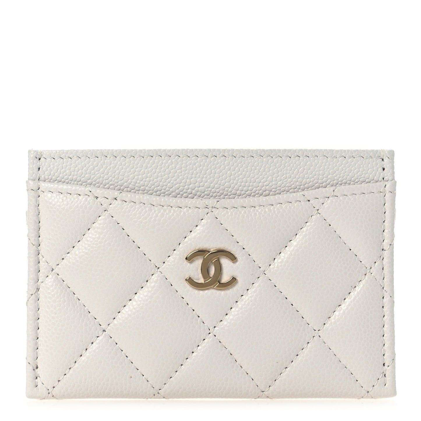 Caviar Quilted Card Holder White