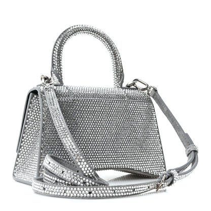Balenciaga Strass Suede Hourglass Top Handle Bag XS Smoke Grey Crystal 3 of 9