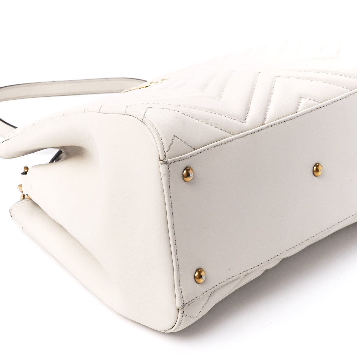 Gucci Calfskin Matelasse Small GG Marmont Tote White 11 of 12