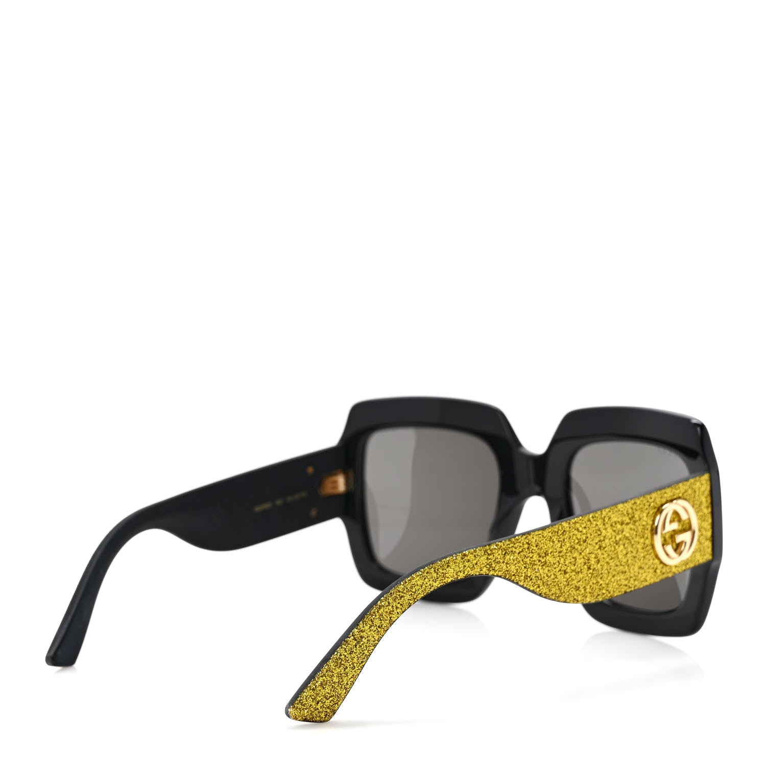 Gucci Square Frame GG0102S Sunglasses Glitter Gold 4 of 9