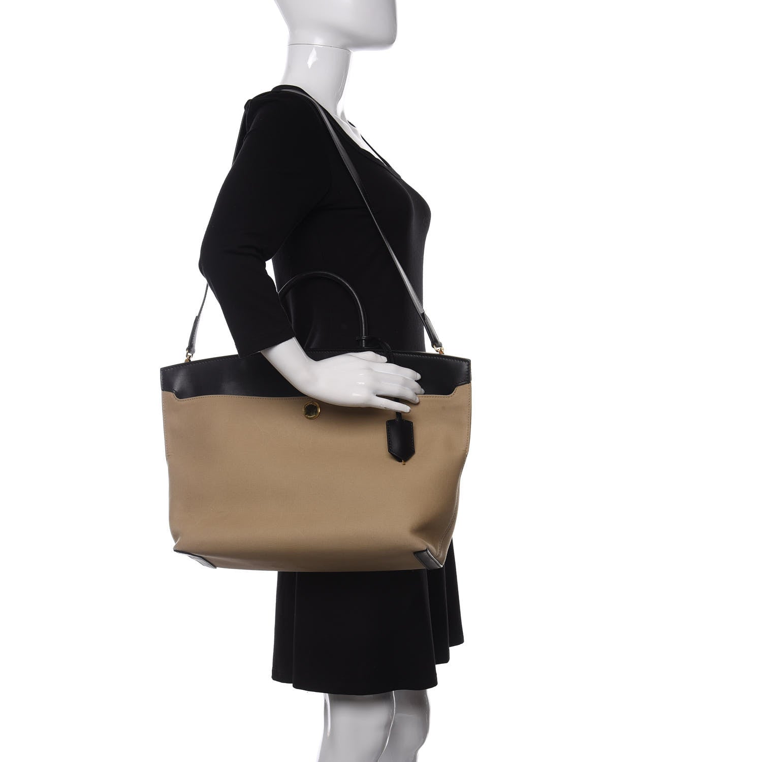 Burberry Calfskin Medium Society Tote Black Honey 2 of 12
