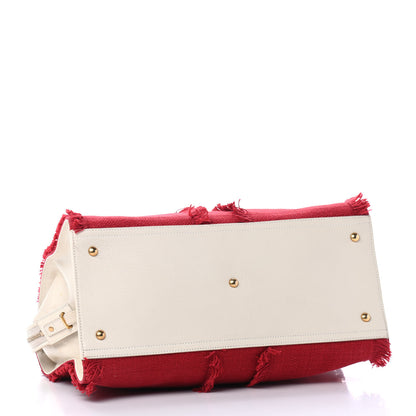 Saint Laurent Linen Sheepskin Large Cabas ChYc Tote Red 3 of 5