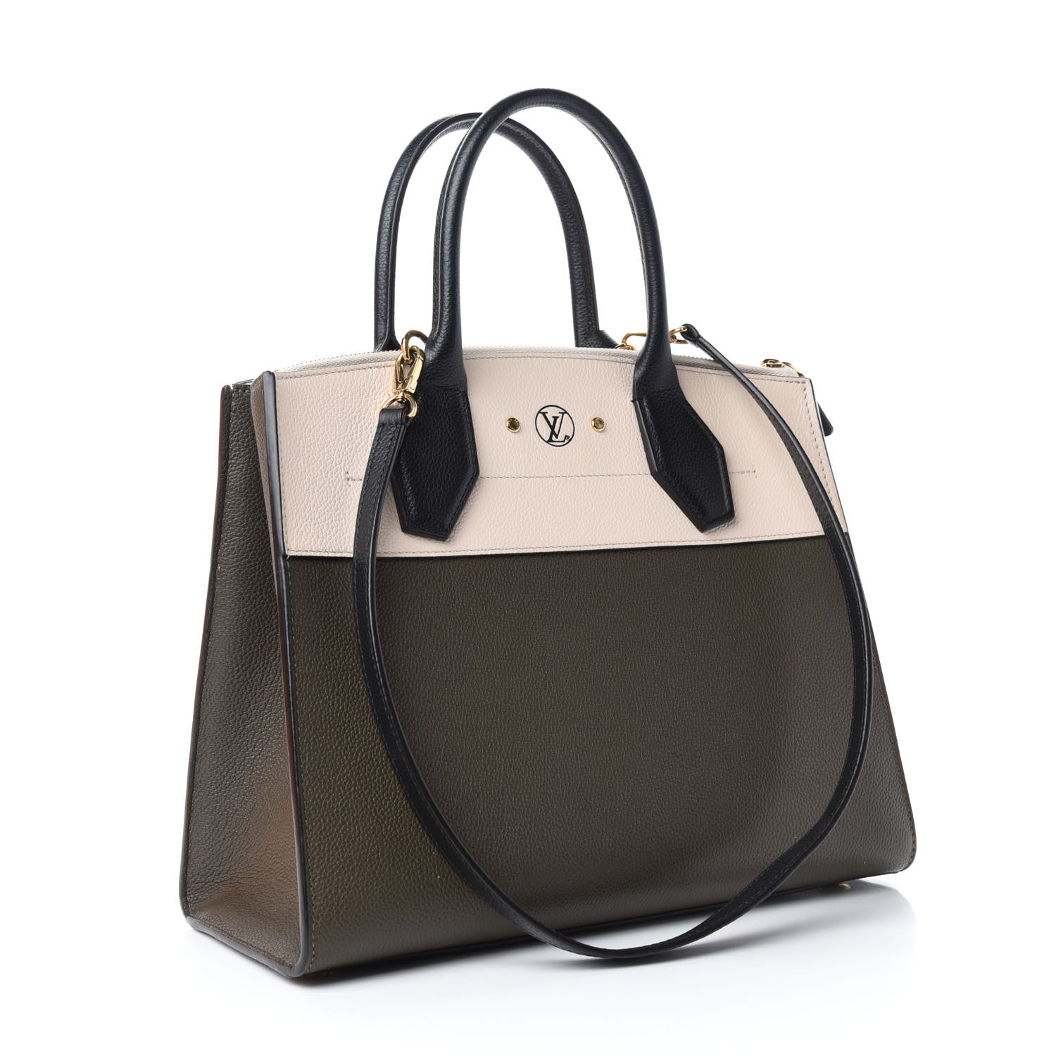 Louis Vuitton Taurillon City Steamer MM Kaki Creme Black 4 of 11