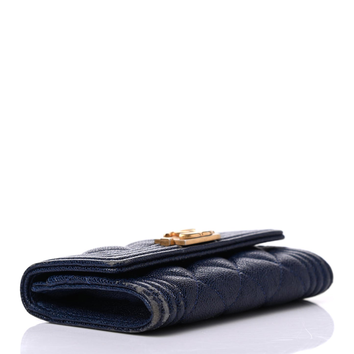 Caviar Quilted Boy Flap Card Holder Blue