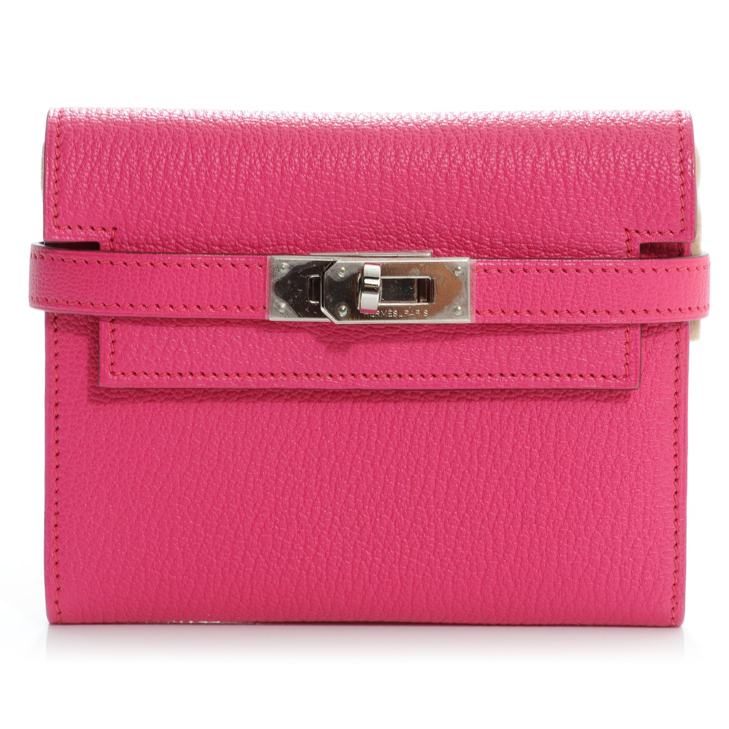 Chevre Mysore Kelly Compact Wallet Rose Tyrien