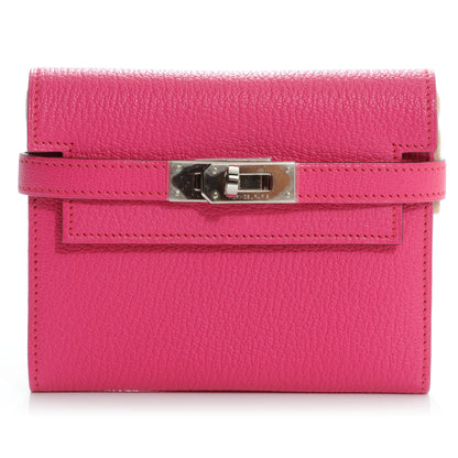 Hermes Chevre Mysore Kelly Compact Wallet Rose Tyrien 1 of 8