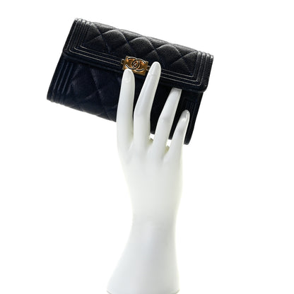 Chanel Caviar Quilted Medium Boy Flap Wallet Blue 3 of 8