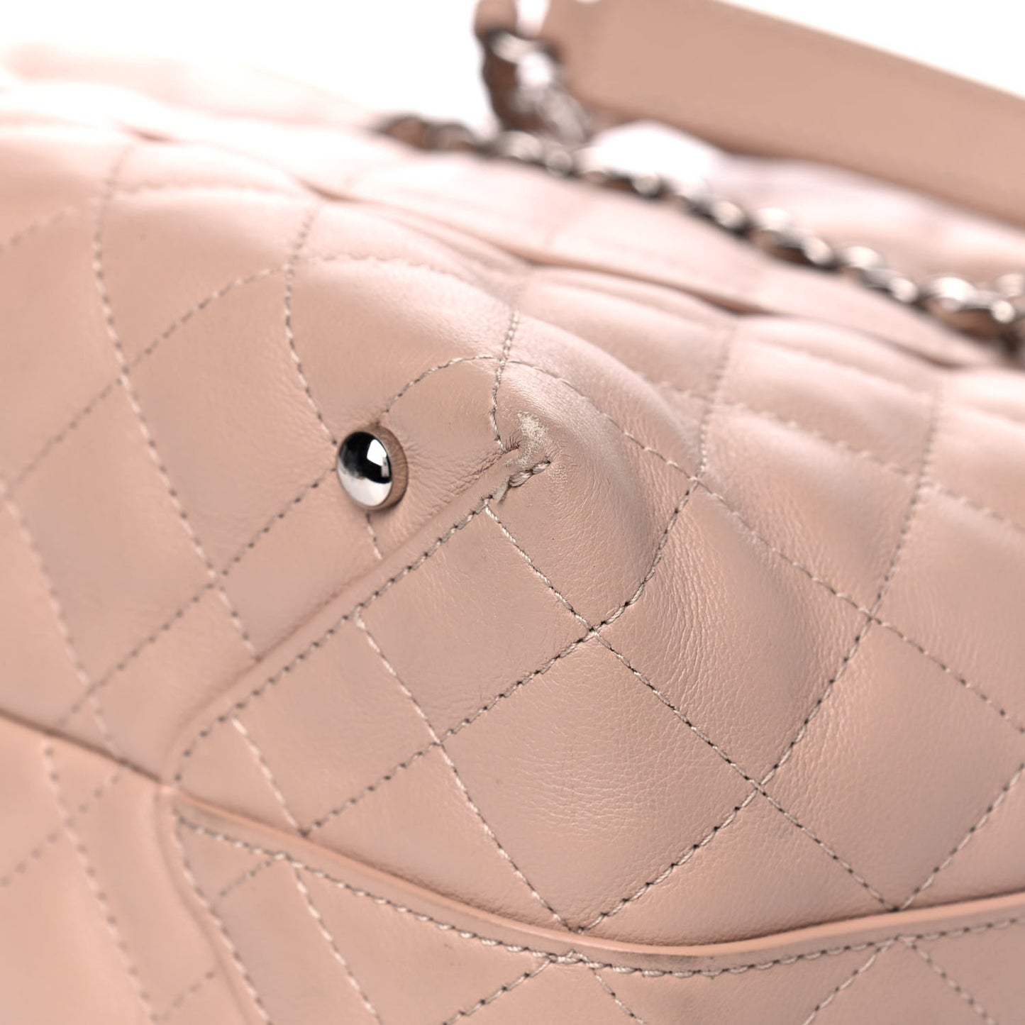 Calfskin Quilted Large Shopping Tote Light Pink