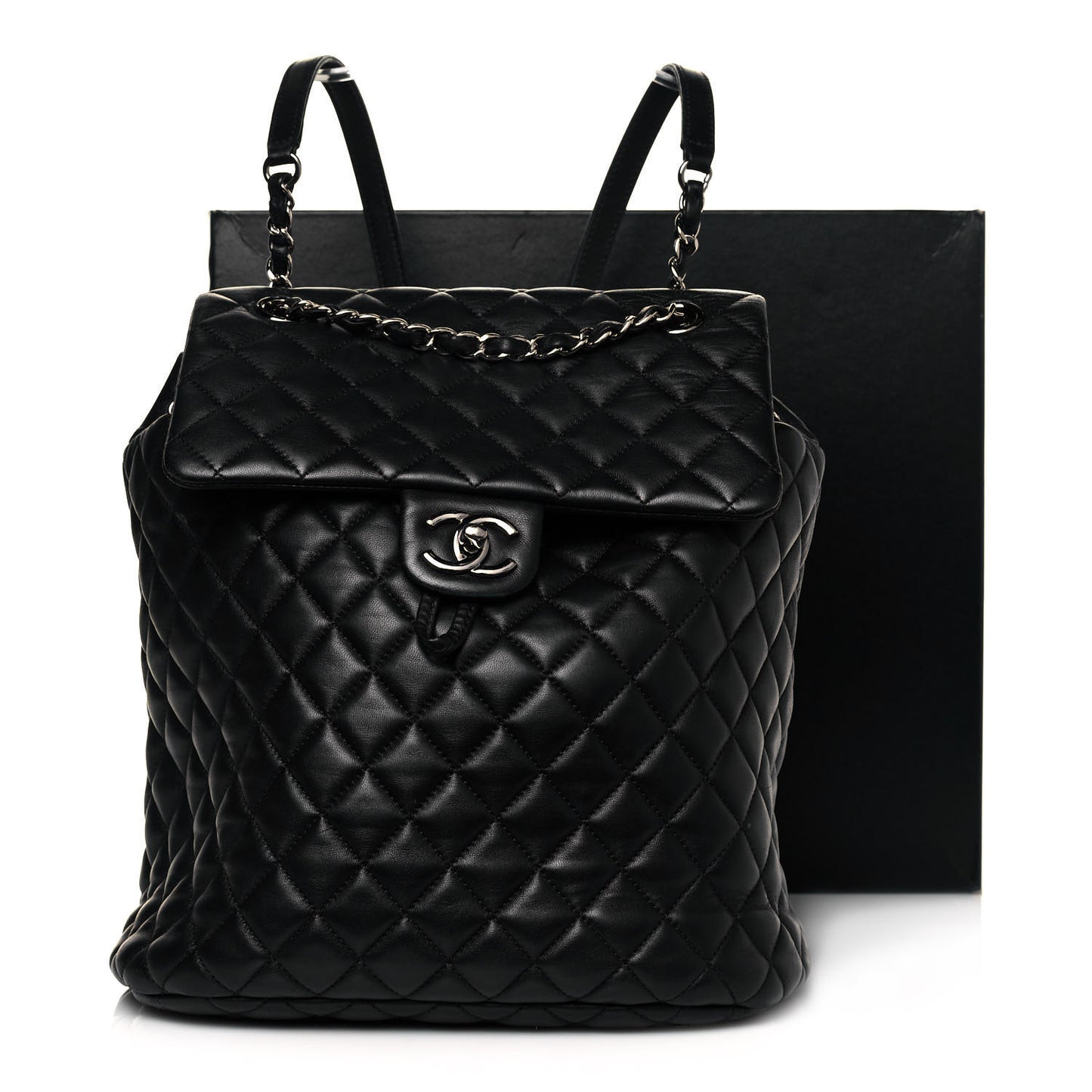 Lambskin Quilted Large Urban Spirit Backpack Black