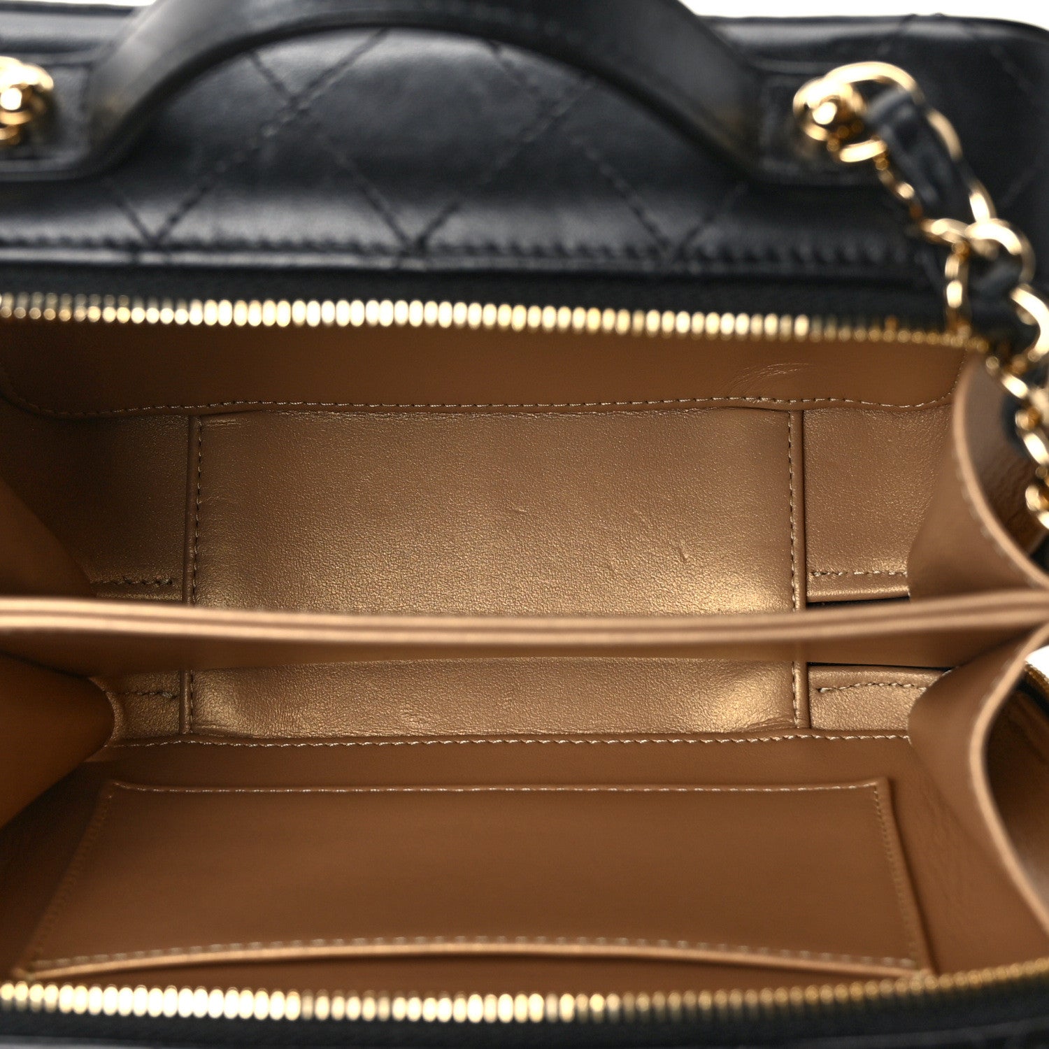 Chanel Lambskin Metal Quilted Golden Plate Vanity Case Black Golden Plate Vanity Case Black Gold 5 of 13