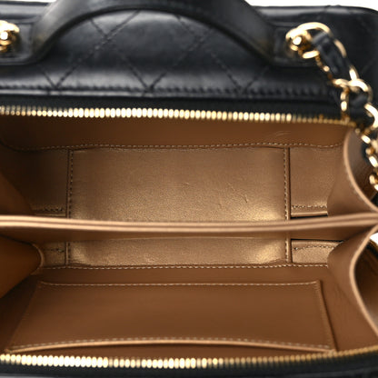 Chanel Lambskin Metal Quilted Golden Plate Vanity Case Black Golden Plate Vanity Case Black Gold 5 of 13