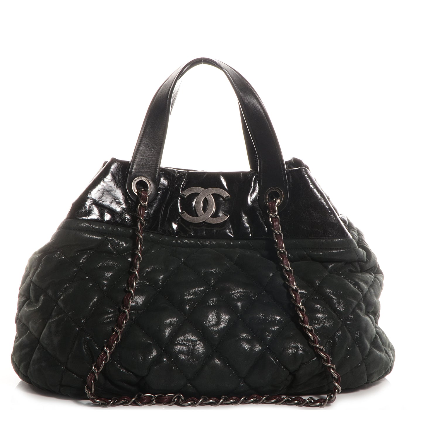 Iridescent Calfskin Large In The Mix Tote Black