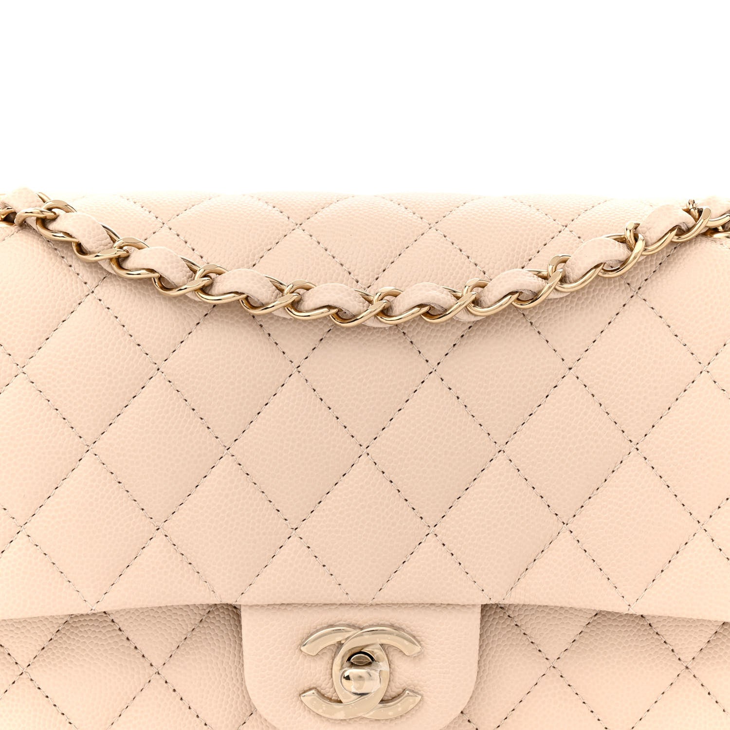 Chanel Caviar Quilted Medium Double Flap Ecru 8 of 12