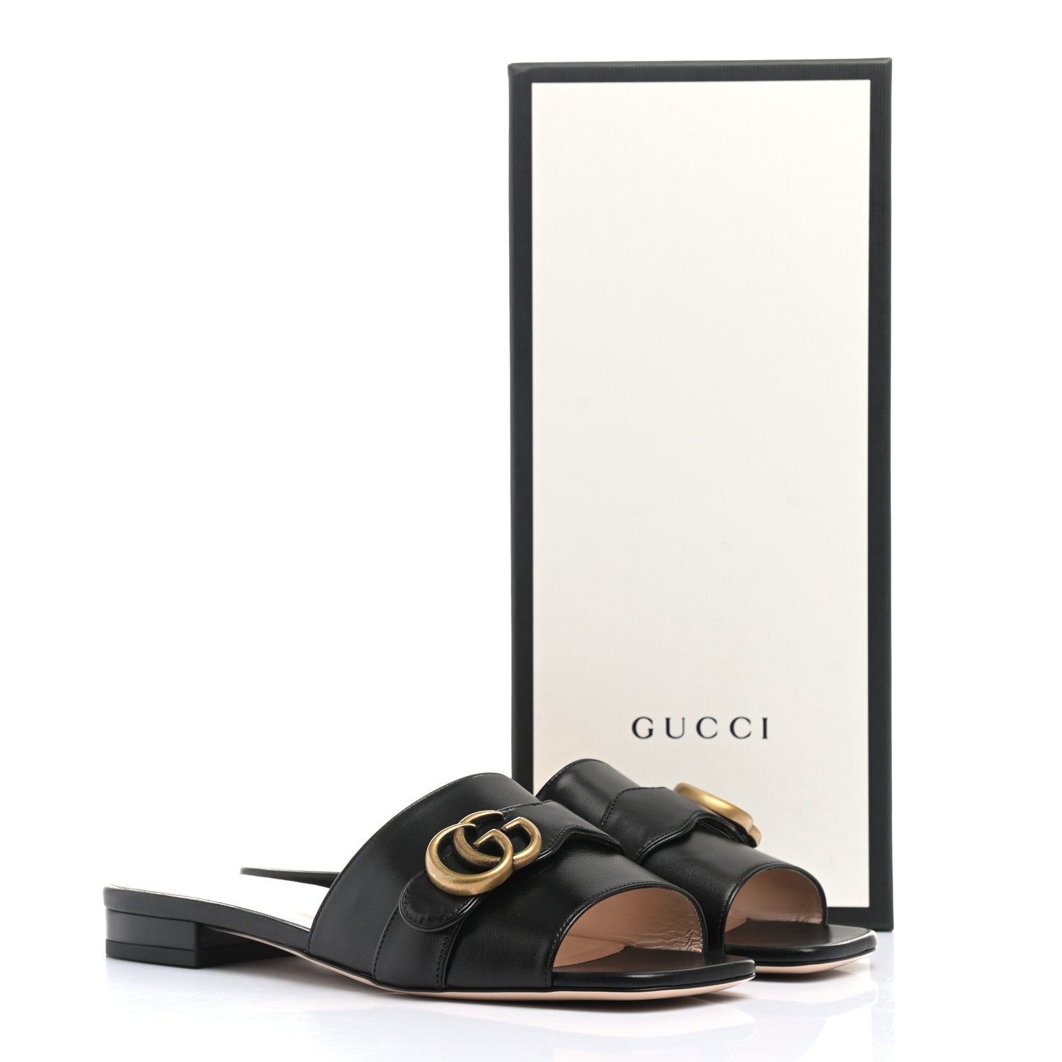 Gucci Malaga Kid GG Marmont Flat Slide Sandals 39 Black 9 of 9