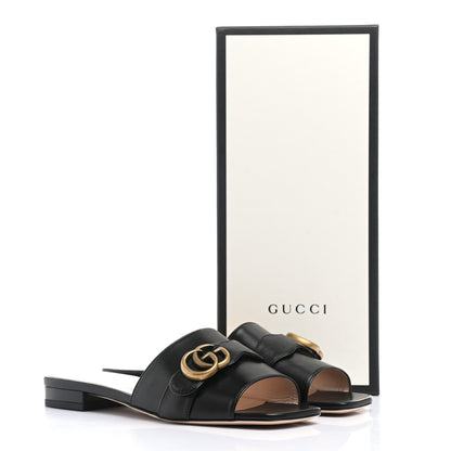 Gucci Malaga Kid GG Marmont Flat Slide Sandals 39 Black 9 of 9