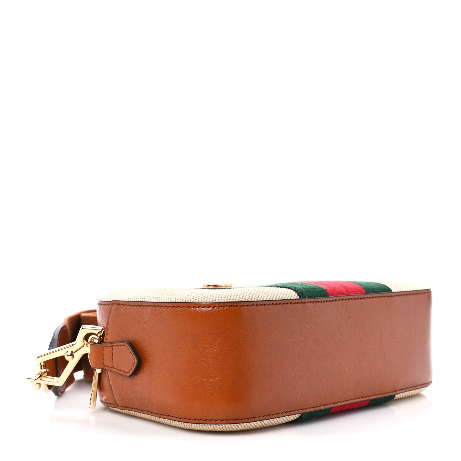 Gucci Vintage Canvas Web Shoulder Bag Sand Cuir 4 of 12