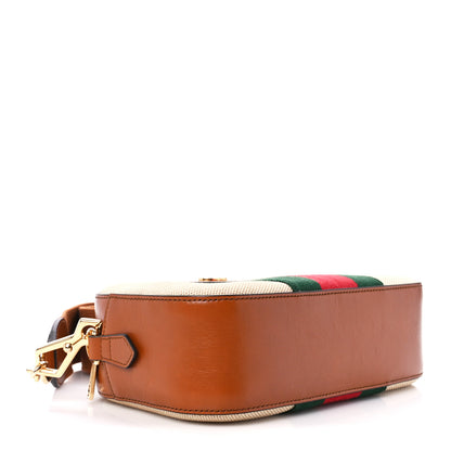 Gucci Vintage Canvas Web Shoulder Bag Sand Cuir 4 of 12