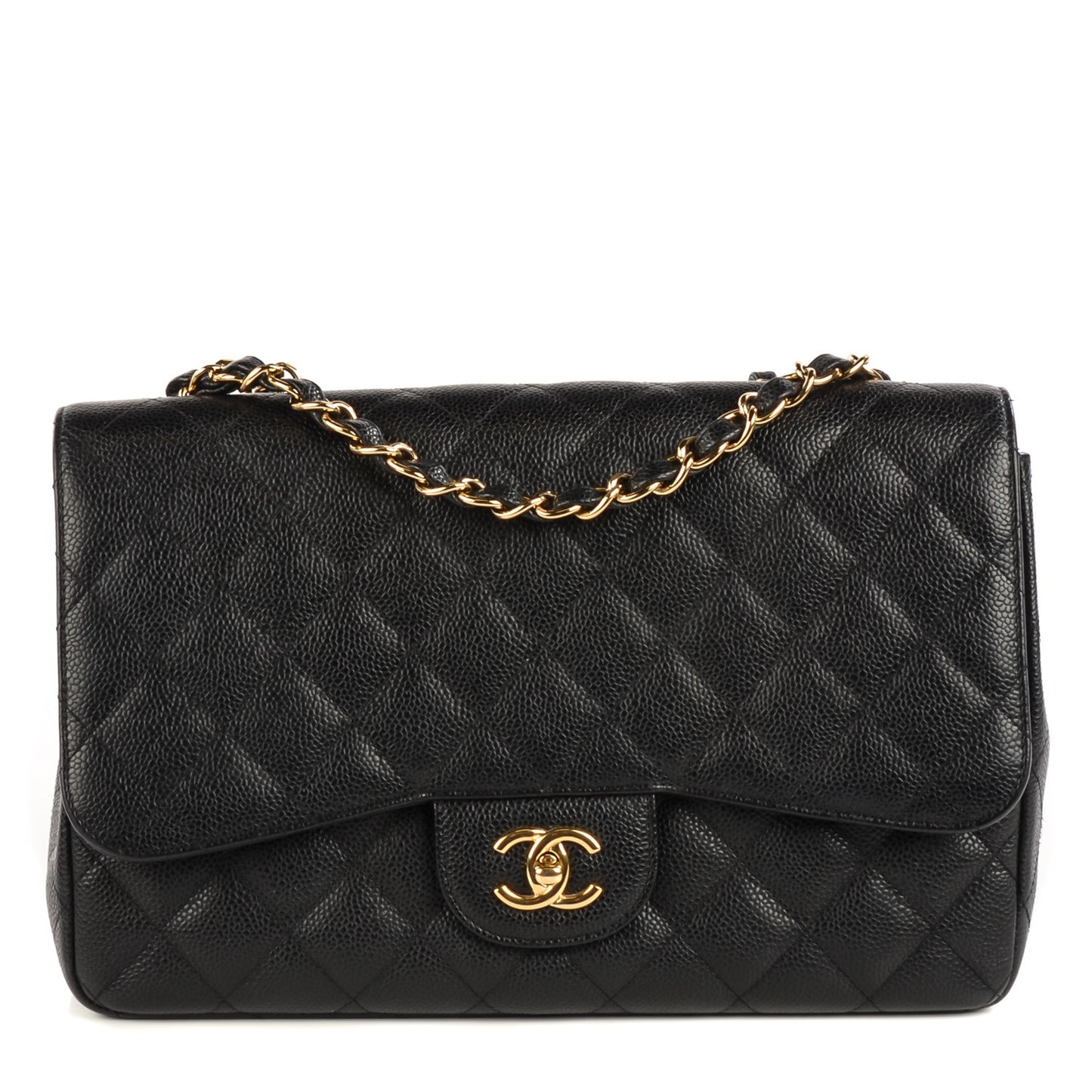 Caviar Quilted Jumbo Single Flap Black