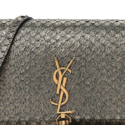 Saint Laurent Calfskin Python Embossed Classic Monogram Kate Tassel Chain Wallet Gold 8 of 10