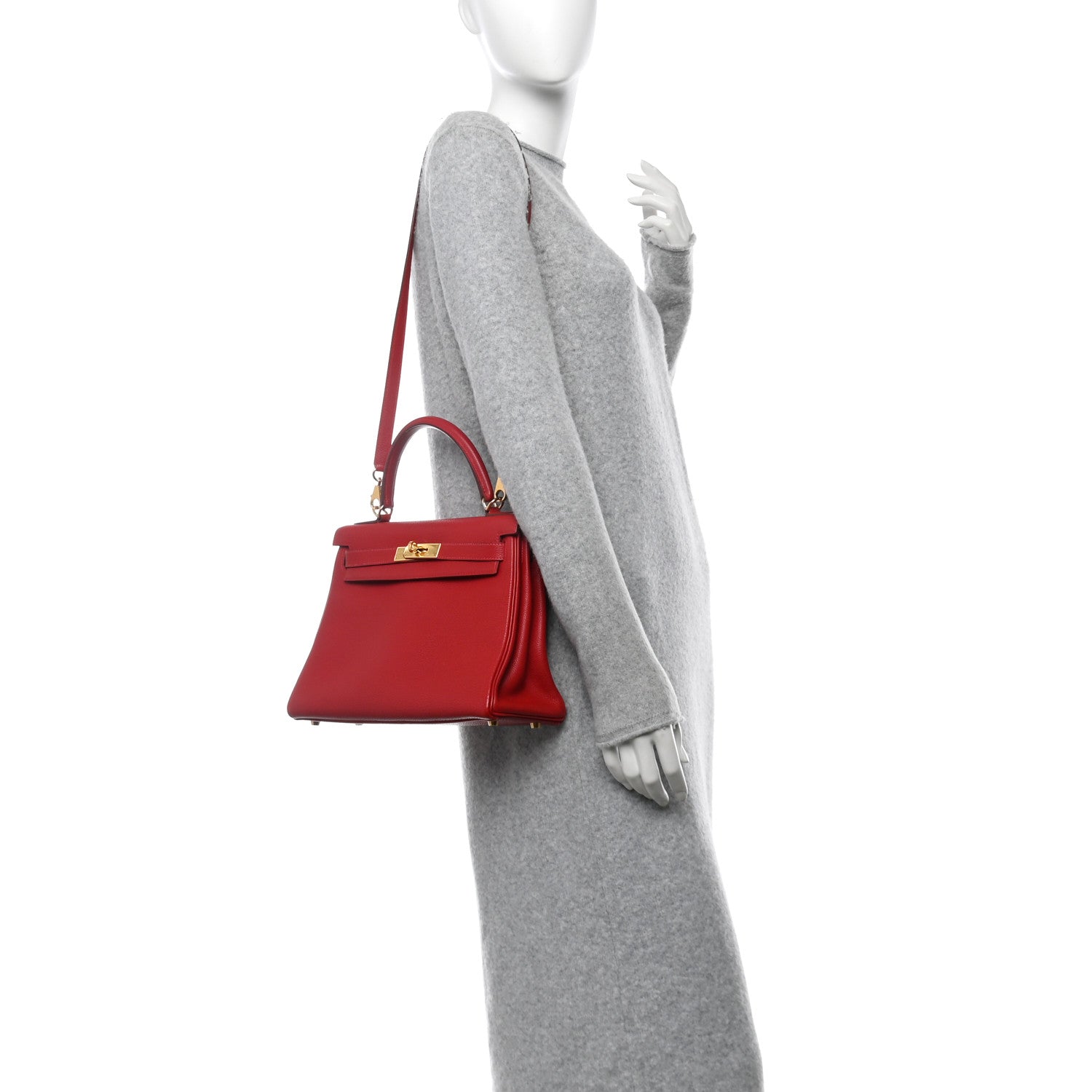 Hermes Togo Kelly Retourne 28 Rouge Vif 2 of 11