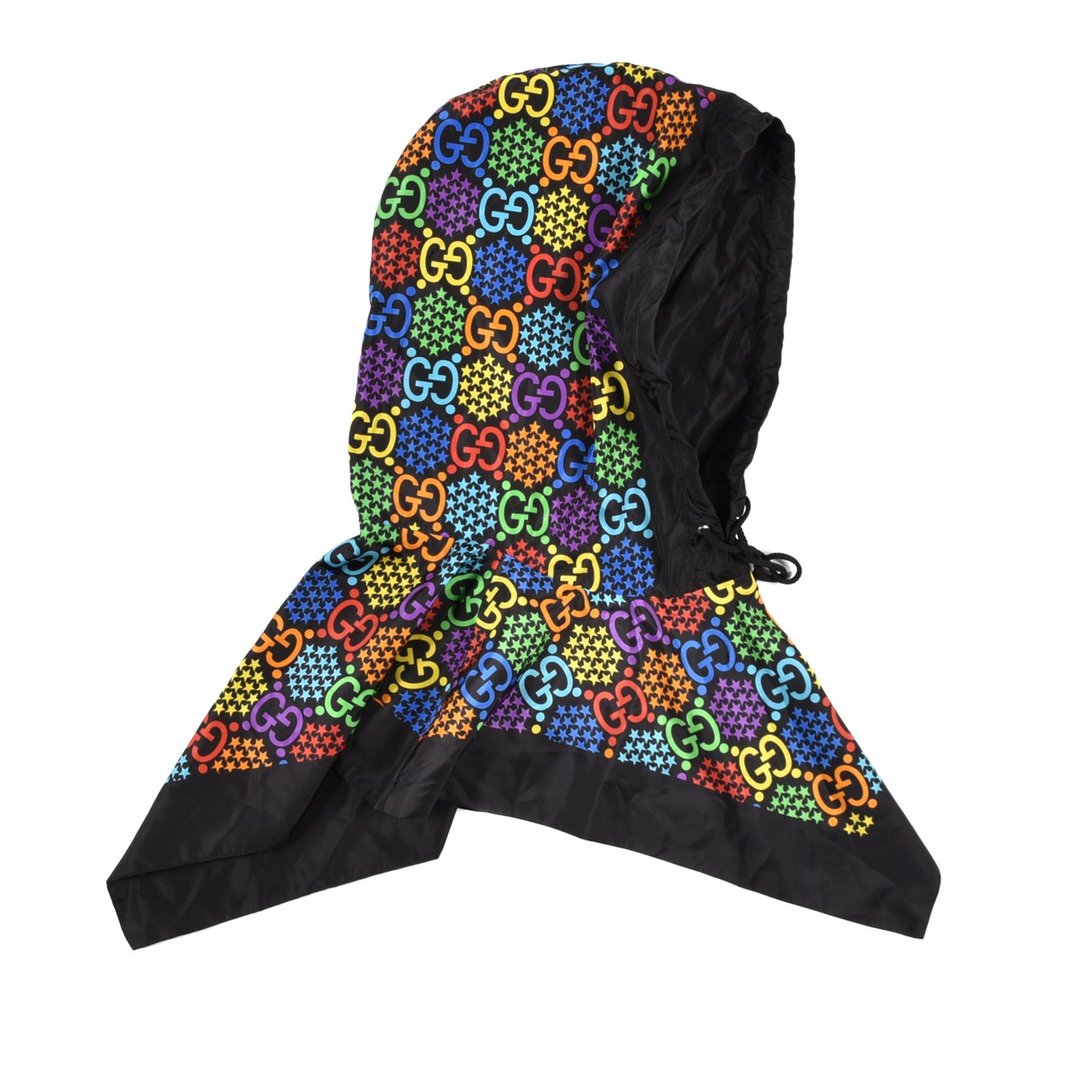 Silk Nylon Monogram Psychedelic Rain Hood Black
