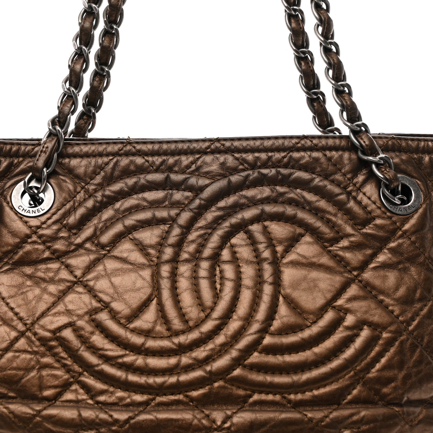 Chanel Metallic Aged Calfskin Small Shopping In Moscow Tote Bronze 8 of 11