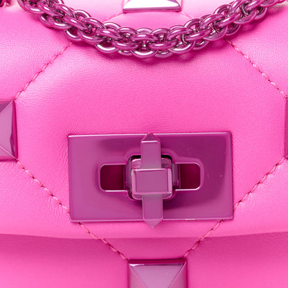 Valentino Garavani Nappa Lacquer Monochrome Mini Roman Stud Shoulder Bag Pink PP 8 of 10