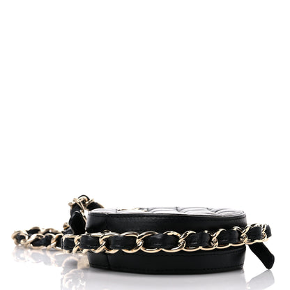 Chanel Lambskin Quilted Chain Round Clutch Black 5 of 10