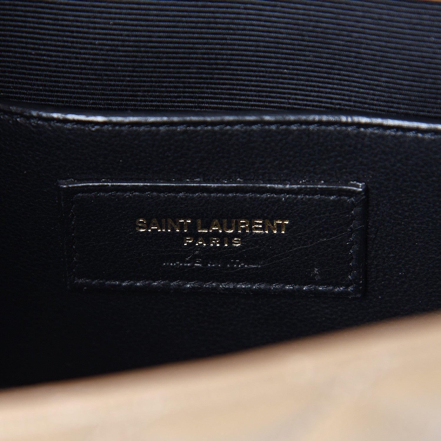 Saint Laurent Grain De Poudre Textured Mixed Matelasse Triquilt Small Monogram Satchel Dark Latte 5 of 8