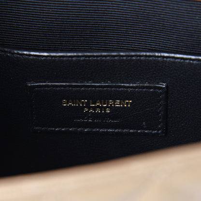 Saint Laurent Grain De Poudre Textured Mixed Matelasse Triquilt Small Monogram Satchel Dark Latte 5 of 8