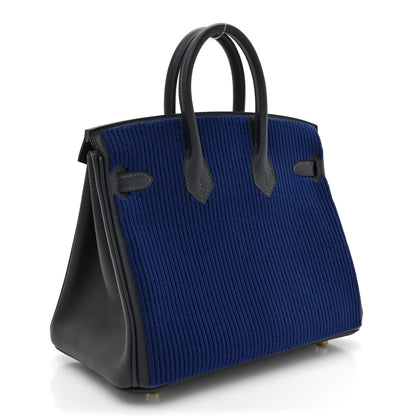 Hermes Velours Côte à Côte Tuffetage Swift Birkin 25 Caban Bleu Saphir 3 of 10