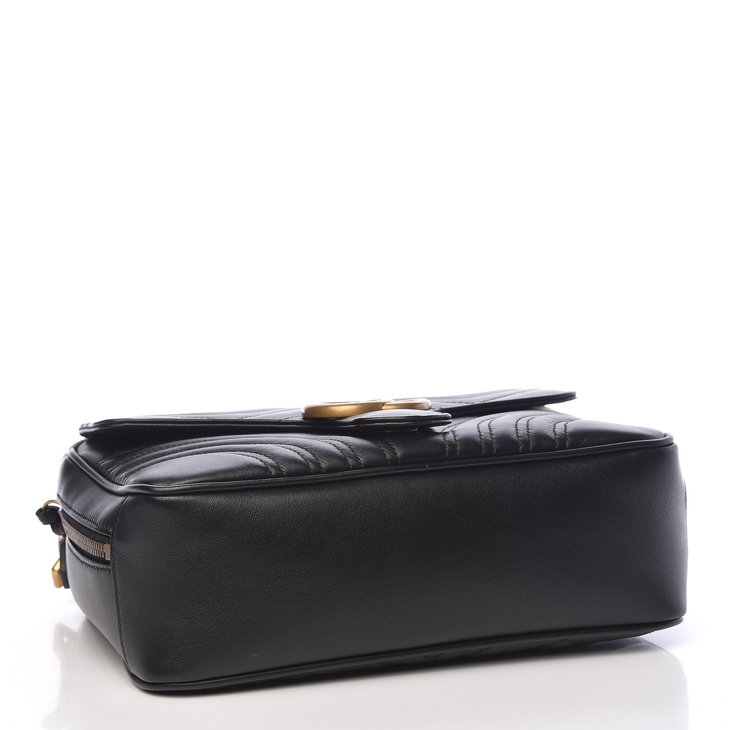 Calfskin Matelasse Sylvie Web Small GG Marmont Top Handle Shoulder Bag Black