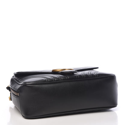 Gucci Calfskin Matelasse Sylvie Web Small GG Marmont Top Handle Shoulder Bag Black 4 of 10