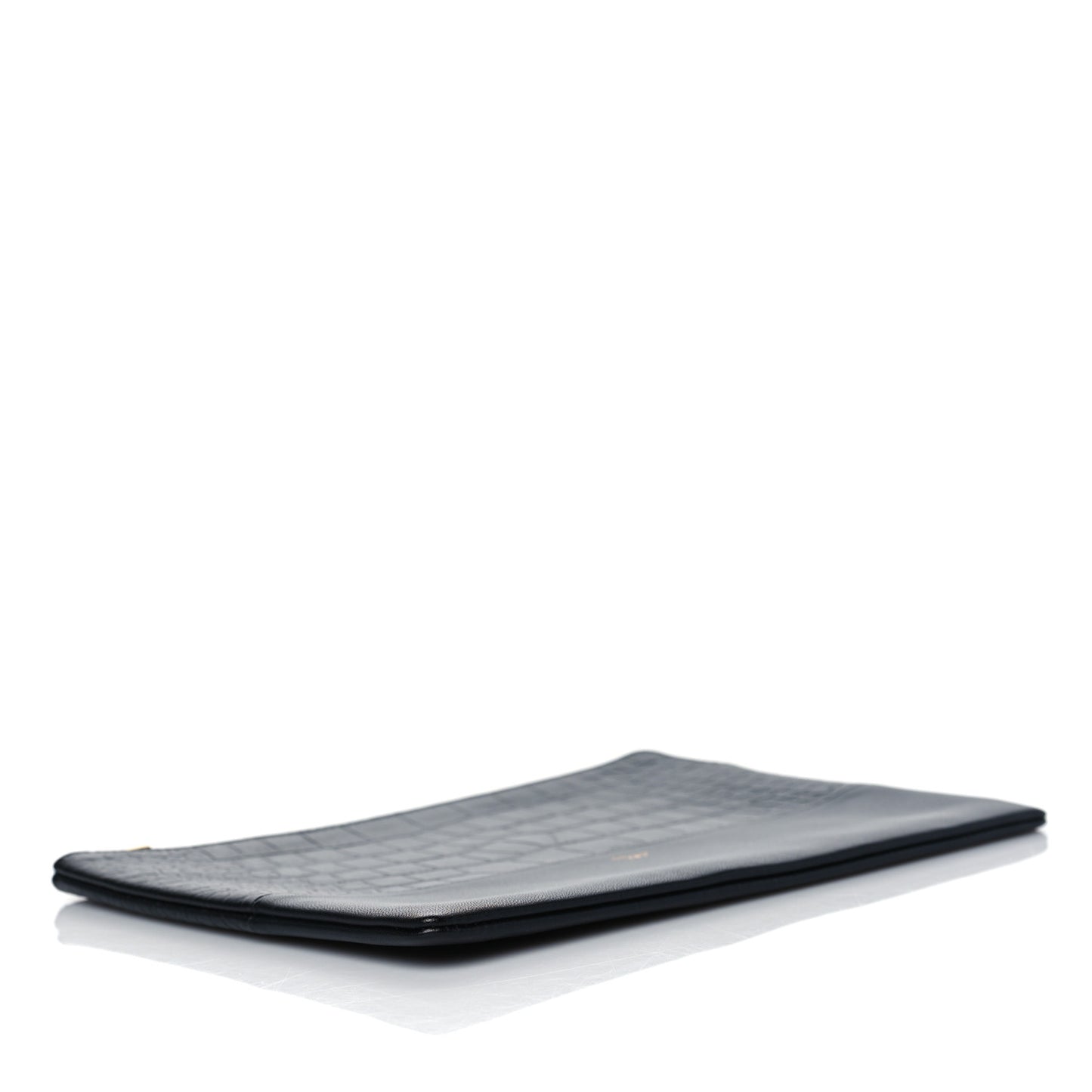 Crocodile Embossed Calfskin Clutch Black