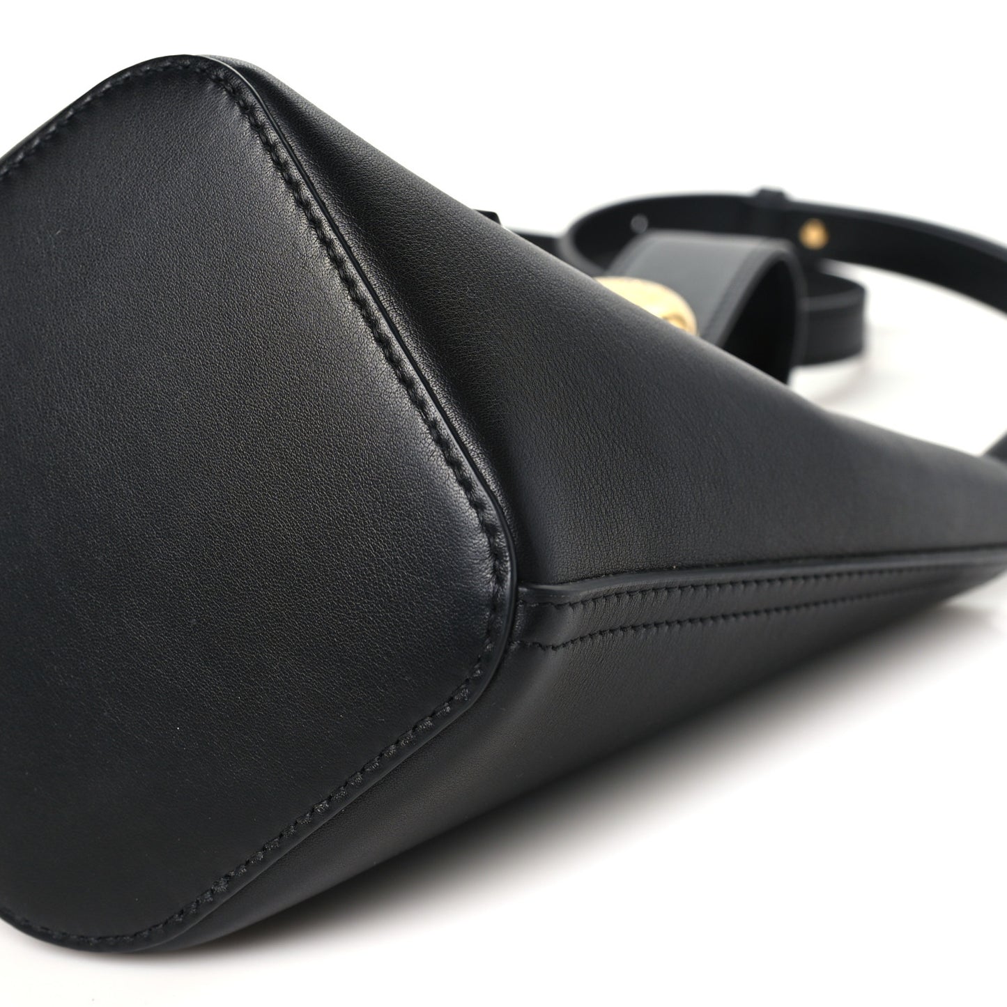 Soft Grained Calfskin Mini Pebble Bucket Bag Black