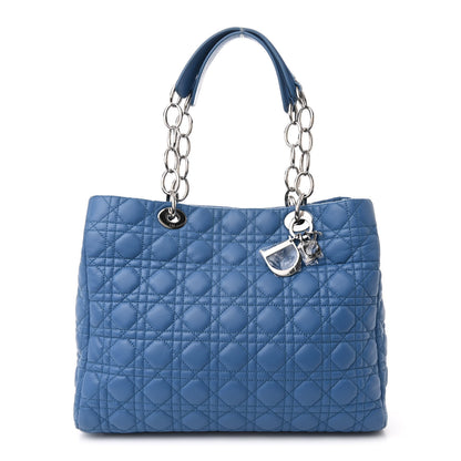 Christian Dior Lambskin Cannage Large Dior Soft Shopping Tote Blue 1 of 12