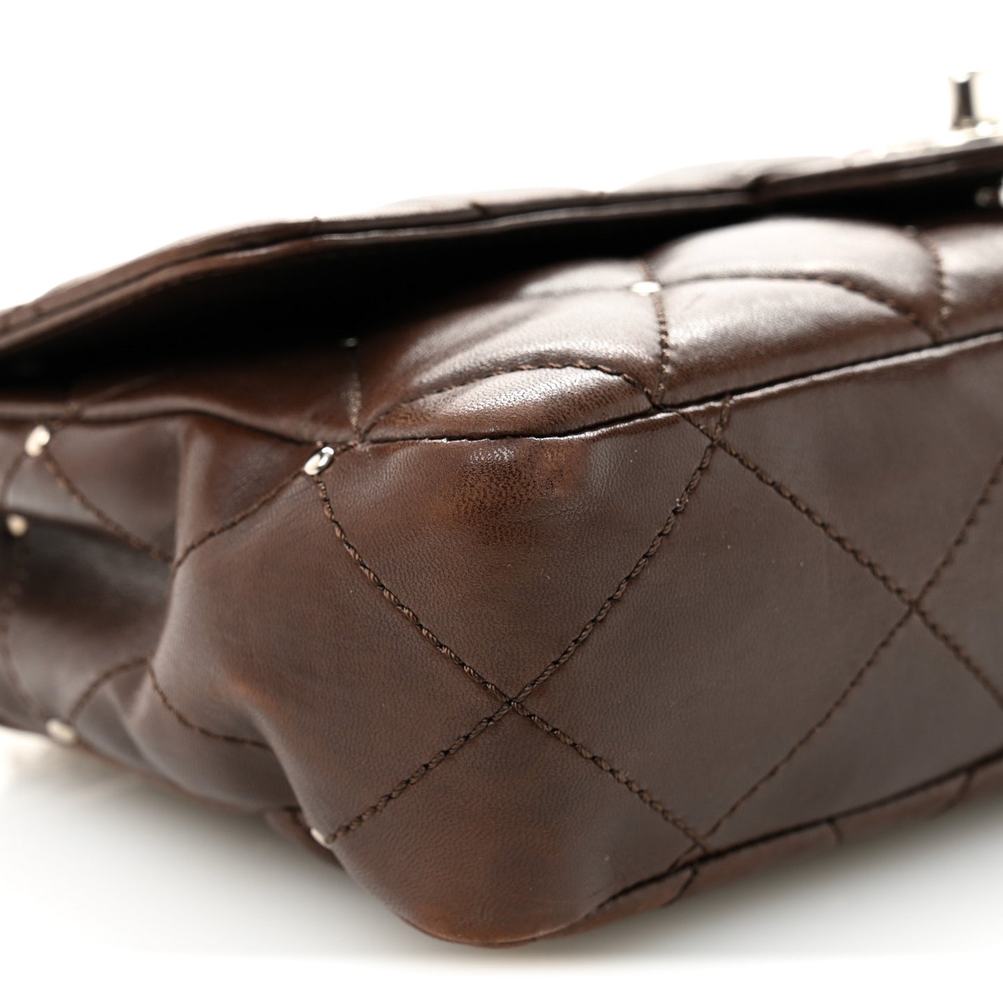 Lambskin Studded Medium Flap Brown