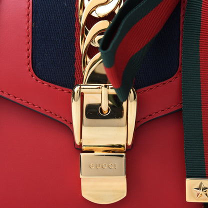Gucci Calfskin Mini Sylvie Chain Shoulder Bag Hibiscus Red 11 of 11