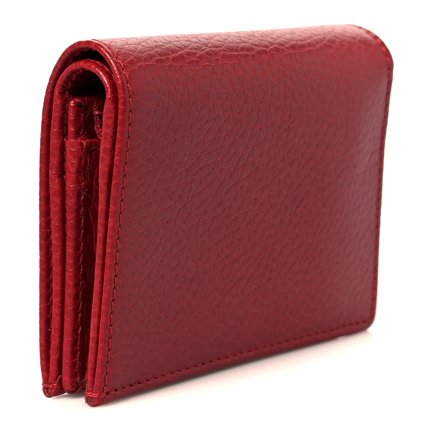 Dollar Calfskin GG Marmont Card Case Hibiscus Red