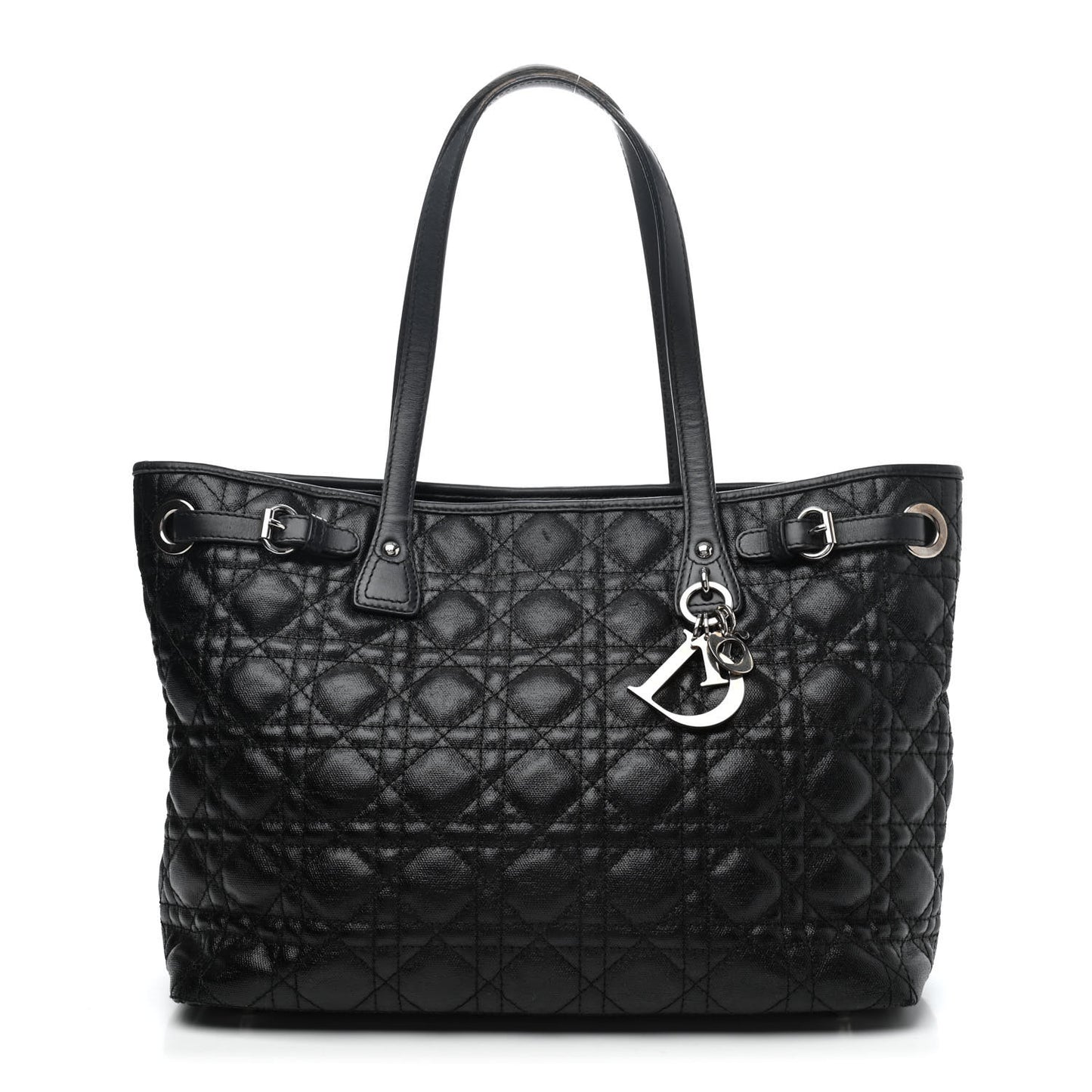 Coated Canvas Cannage Small Panarea Tote Black