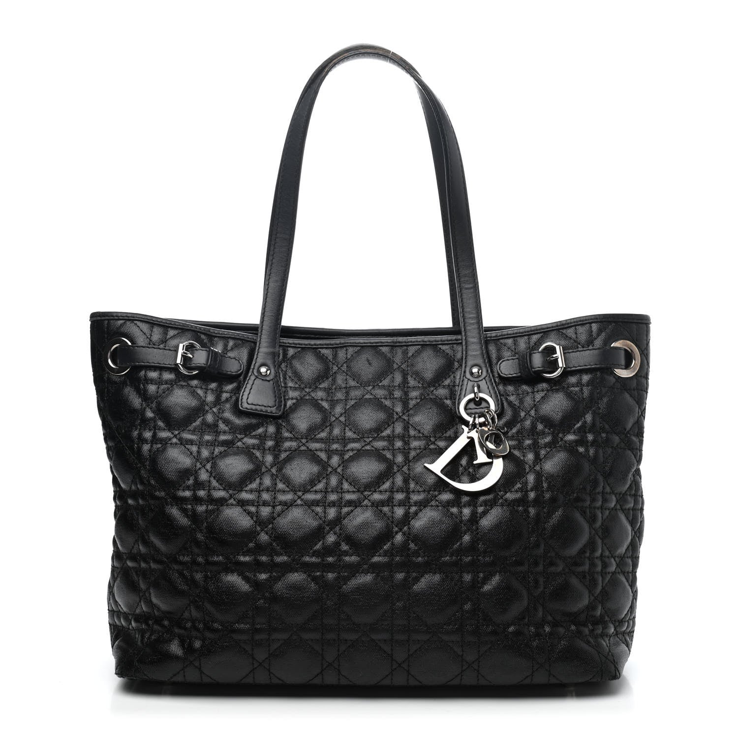 Christian Dior Coated Canvas Cannage Small Panarea Tote Black 1 of 4