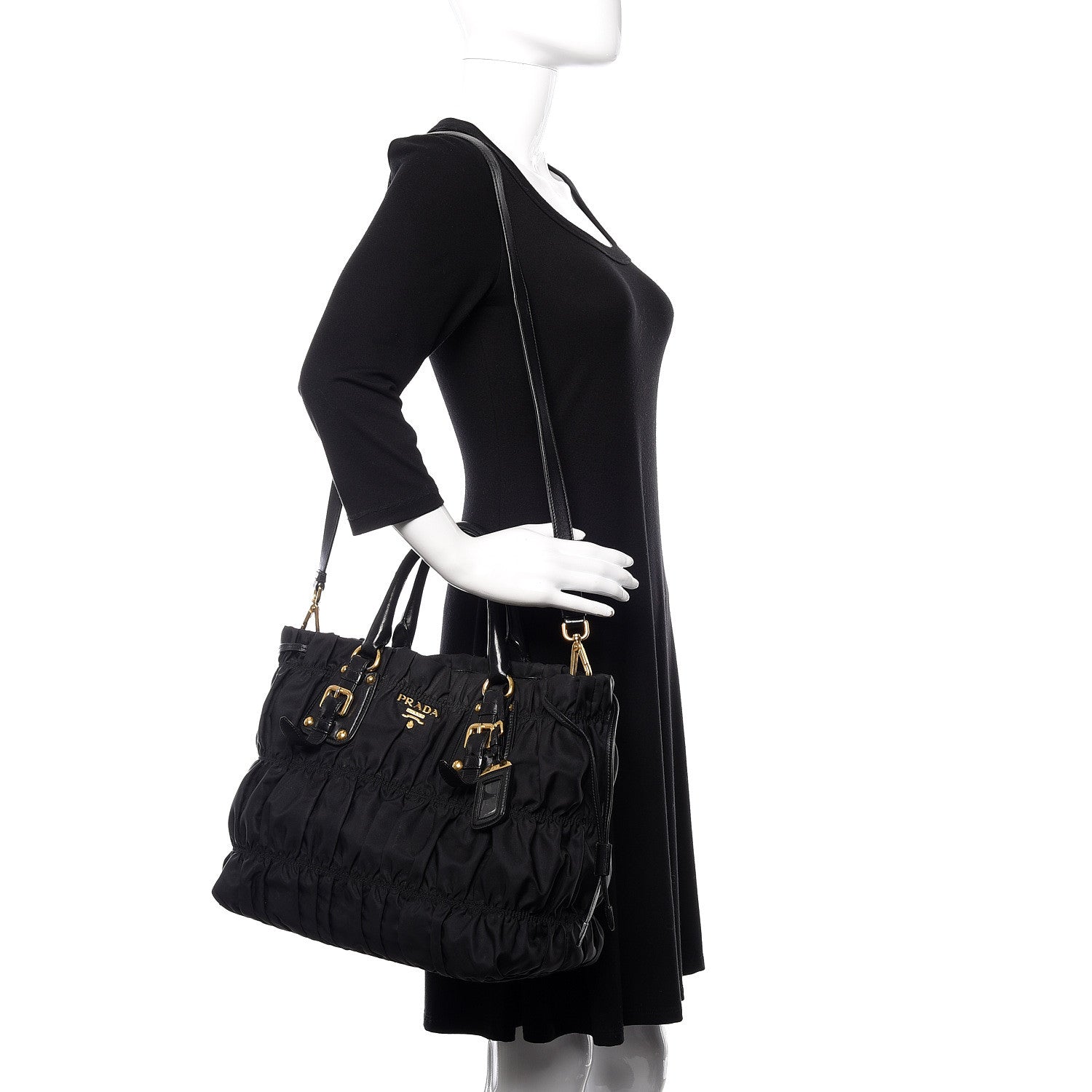 Prada Tessuto Nylon Gaufre Tote Black 2 of 11