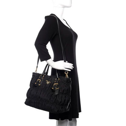 Prada Tessuto Nylon Gaufre Tote Black 2 of 11
