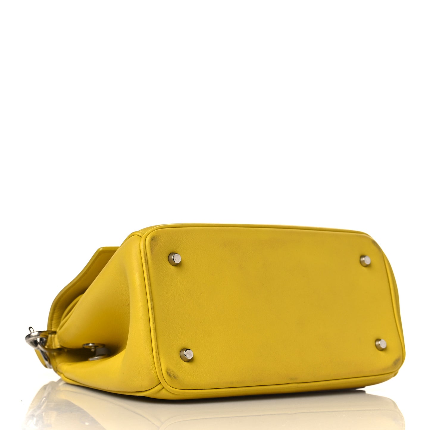 Smooth Calfskin Bi-Color Mini Be Dior Flap Bright Yellow Rose Dragee