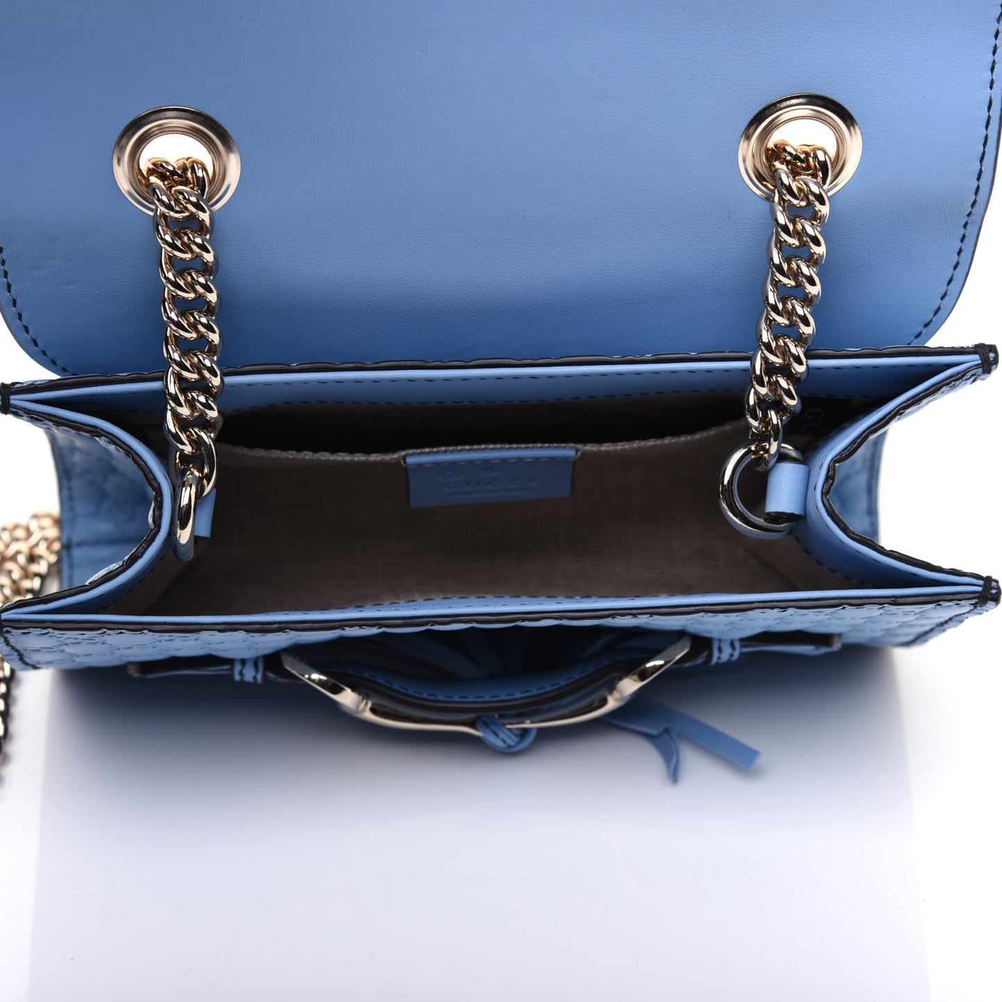 Soft Microguccissima Mini Emily Chain Shoulder Bag Mineral Blue