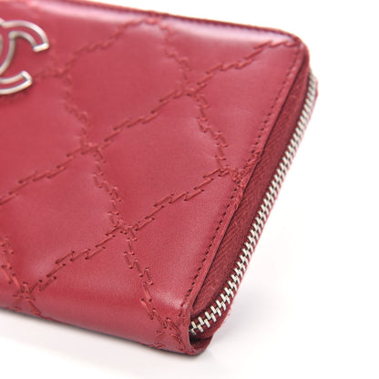 Chanel Calfskin Double Stitch Hamptons Zip Around Wallet Red 10 of 11